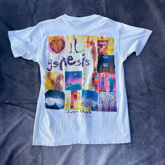 Vintage Giant 1992 Genesis World Tour Phil Collins Double Sided Band Tee Shirt L - Picture 5 of 9